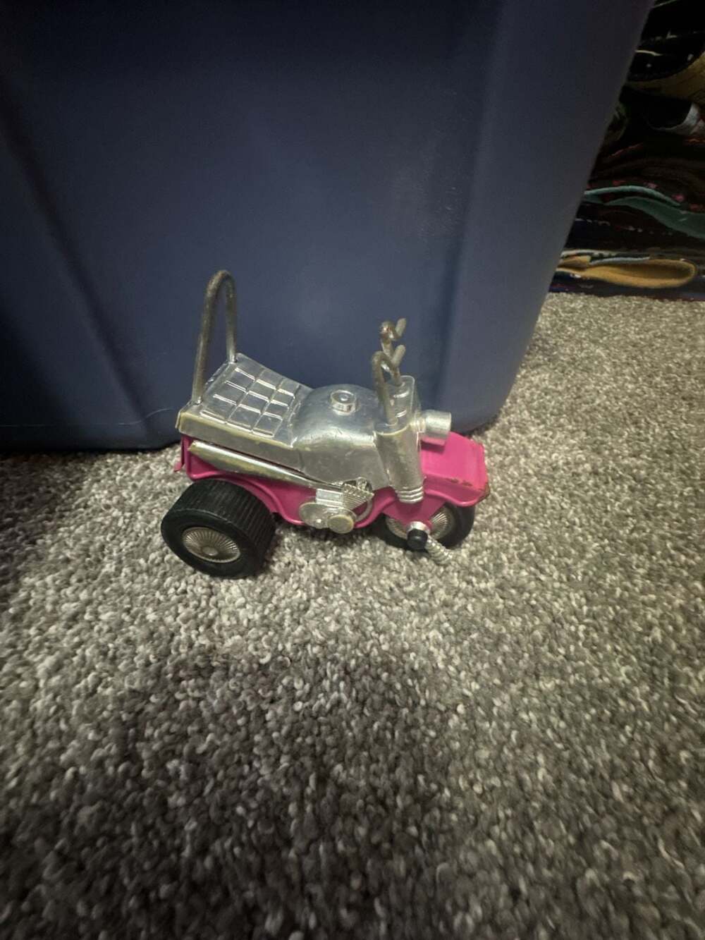 Vintage 1970s Tonka Pink Metal Toy Motorcycle